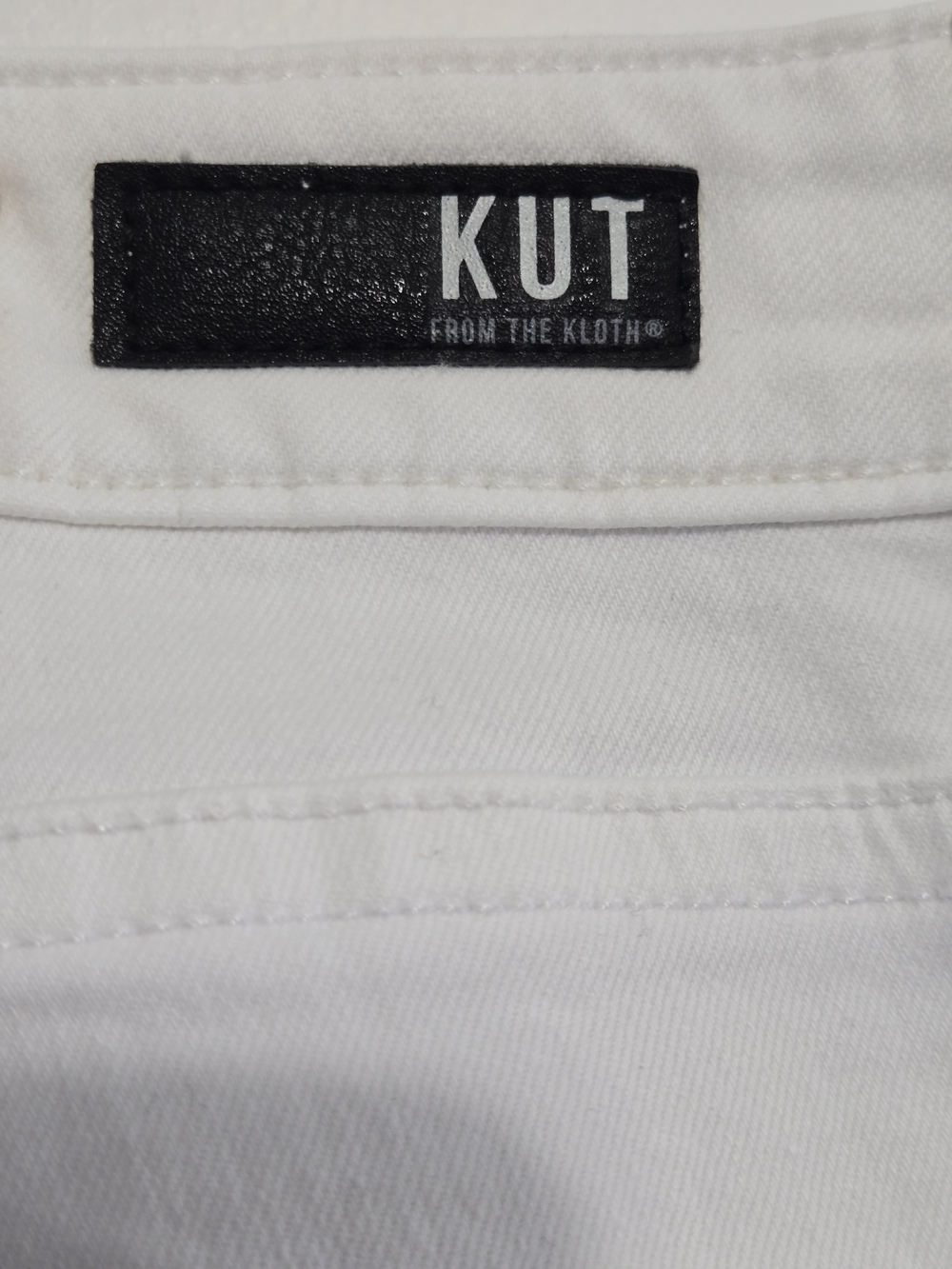 KUT from the Kloth Reese Fab Ab Ankle Straight Leg White Jeans Raw Hem Size 14 - Picture 6 of 11